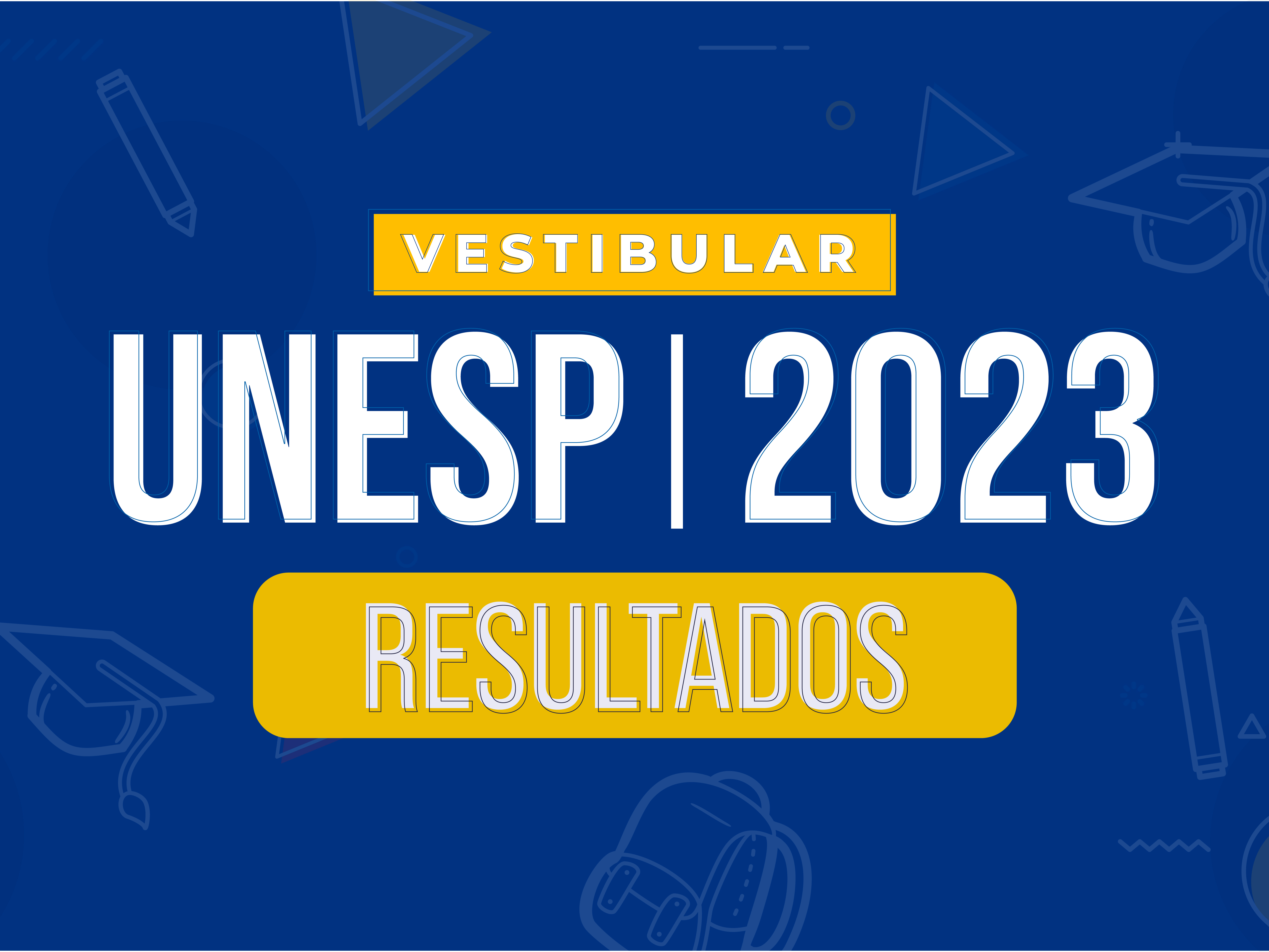 Logo do Vestibular Unesp 2023 com a palavra resultados