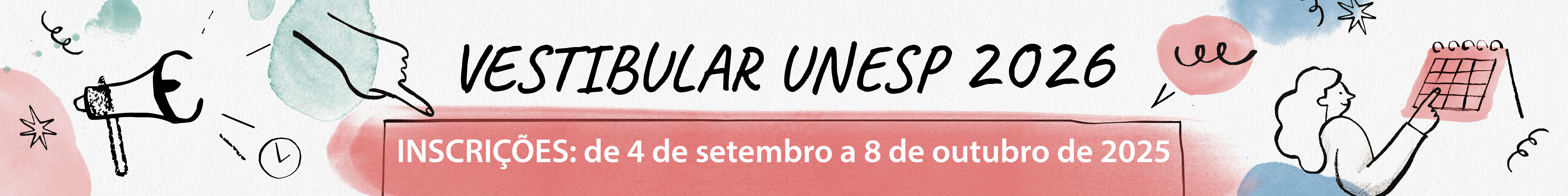 banner para chamada de inscrições do Vestibular Unesp 2026